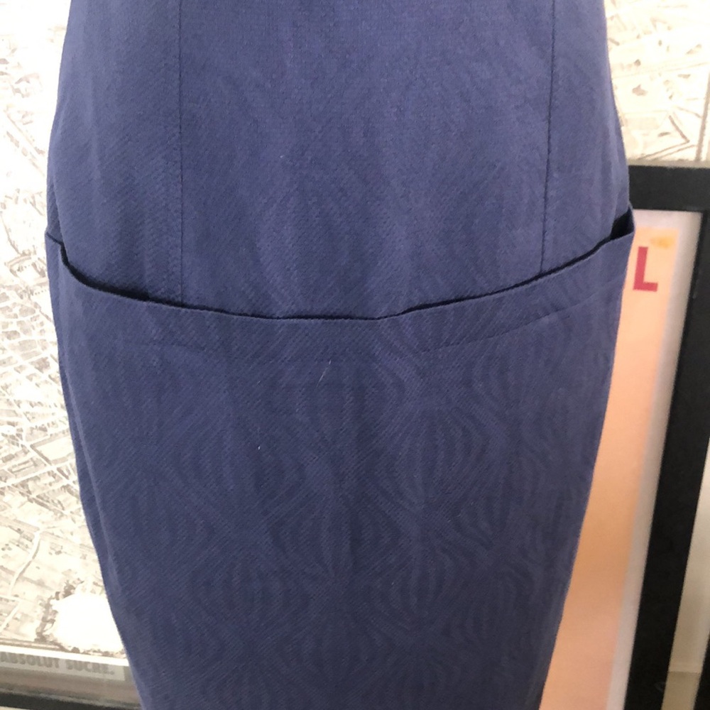 Lela Rose Navy Blue Sheath Midi Dress with Square Neck Size 0 - Picture 6 of 11